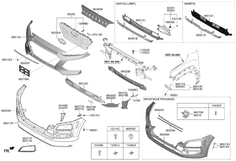 2018 Hyundai Kona Radiator Grille Assembly Diagram for 86350-J9000