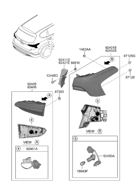 2023 Hyundai Santa Fe Hybrid Rear Combination Lamp Diagram