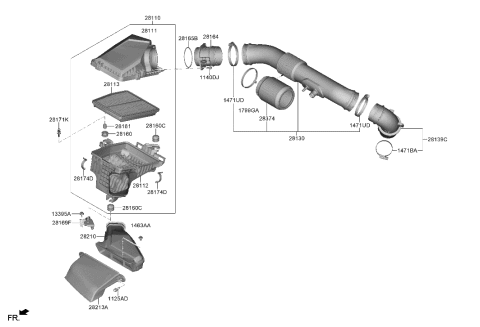 2000 Hyundai Elantra HOSE-AIR INTAKE (B) Diagram for 28139-P4400