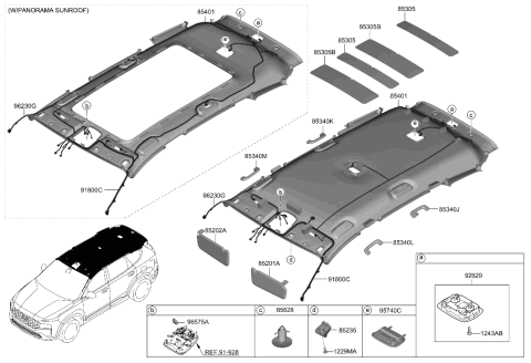 2000 Hyundai Elantra WIRING ASSY-ROOF Diagram for 91810-GA420