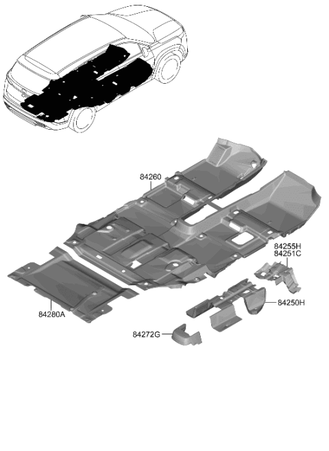 2023 Hyundai Santa Fe Hybrid ISOLATION PAD-FR TUNNEL Diagram for 84255-GA000