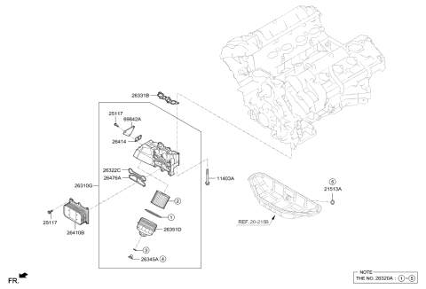 2017 Hyundai Genesis G80 Oil Filter Service Kit Diagram for 26320-3F500