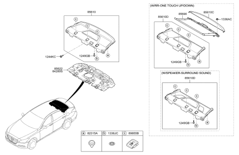 2017 Hyundai Genesis G80 Rear Package Tray Diagram