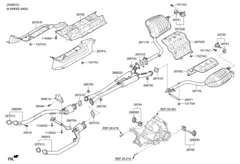 2020 Hyundai Genesis G80 Front Muffler Assembly, Right Diagram for 28601-D2020