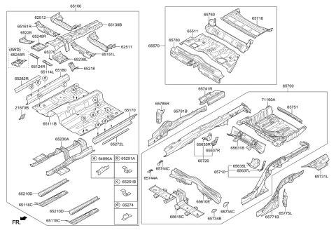 2018 Hyundai Genesis G80 Crossmember Assembly-Rear Floor Center Diagram for 65751-B1000