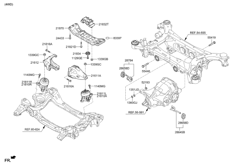 2019 Hyundai Genesis G80 Engine Mounting Bracket Assembly Diagram for 21810-B1620