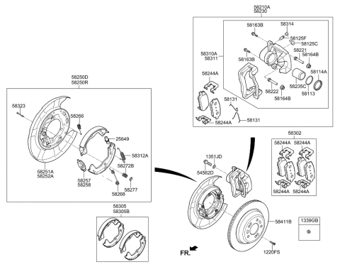 2018 Hyundai Genesis G80 Brake Assembly-Rear Wheel,LH Diagram for 58210-B1300