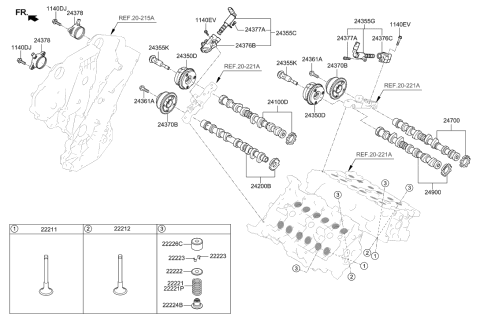 2020 Hyundai Genesis G80 Tappet Diagram for 22226-3CBB4
