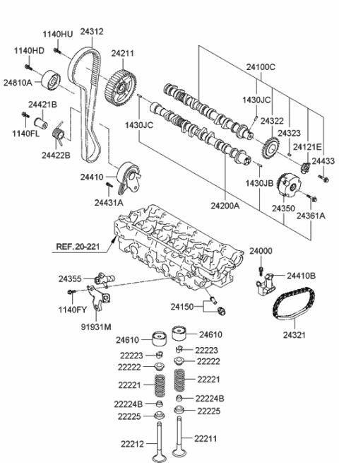 2006 Hyundai Accent CVVT Assembly Diagram for 24350-26800