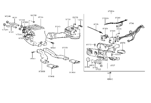 2000 Hyundai Elantra Heater Control Socket & Bulb Assembly Diagram for 97272-29500