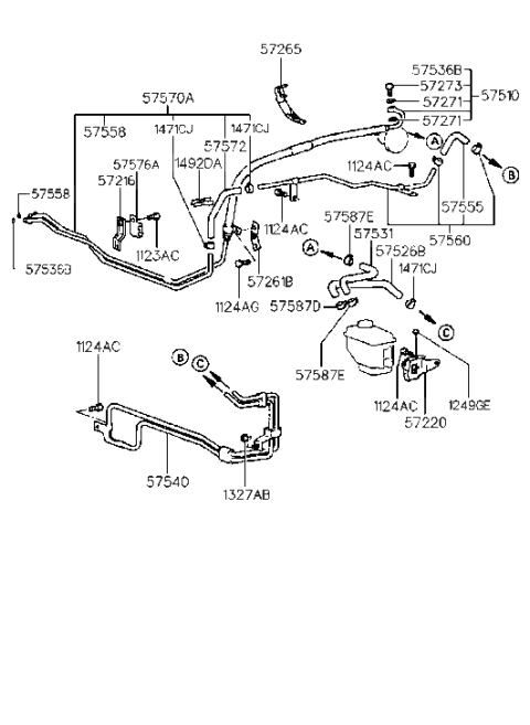 1998 Hyundai Elantra Hose-Power Steering Oil Suction Diagram for 57531-29100