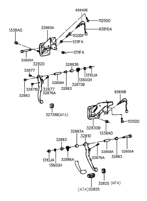 1995 Hyundai Elantra Pedal-Brake Diagram for 32805-29001