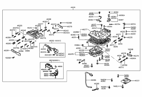 1995 Hyundai Elantra Plug-Automatic TRANSAXLE Lower Valve BODAY End Clutch Valve Diagram for 46352-37000