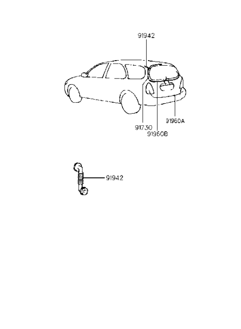 1996 Hyundai Elantra Trunk Lid & Tail Gate Wiring Diagram