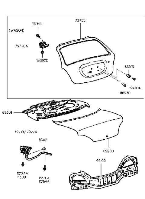 2000 Hyundai Elantra Back Panel & Trunk Lid Diagram
