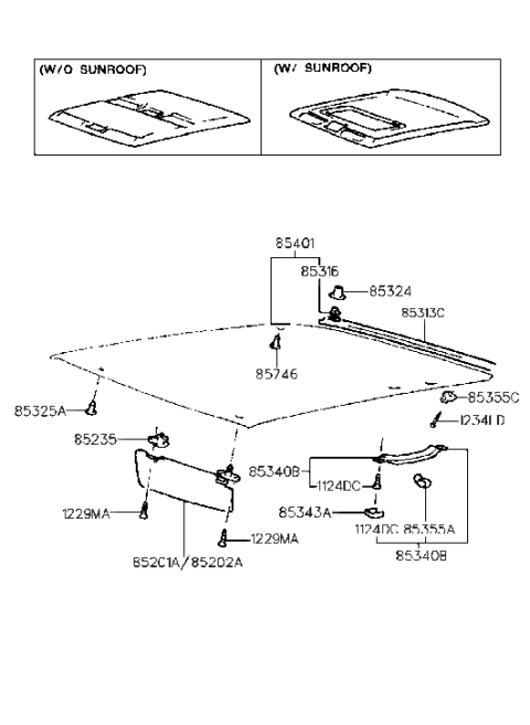 1997 Hyundai Elantra Handle Assembly-Roof Assist Diagram for 85340-33300-FY