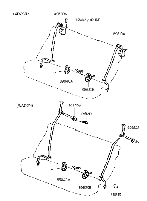 1996 Hyundai Elantra Aear Seat Belt Diagram