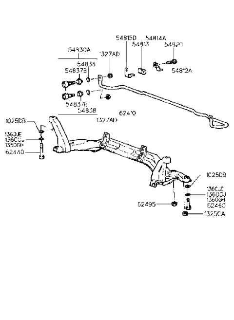 1996 Hyundai Elantra Front Stabilizer & Crossmember Diagram