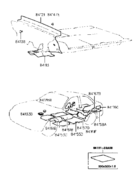 2000 Hyundai Elantra Isolation Pad & Floor Covering Diagram