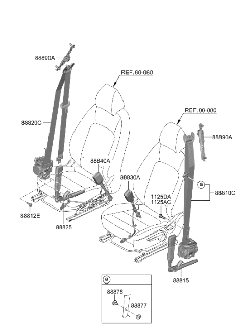 1994 Hyundai Elantra S/BELT ASSY-FR LH Diagram for 88810-J9510-TRY