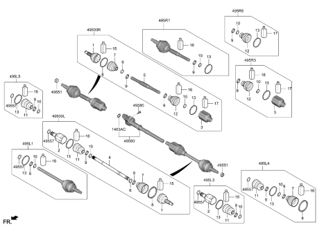 1995 Hyundai Elantra JOINT KIT-DIFF SIDE,RH Diagram for 495R3-I3000