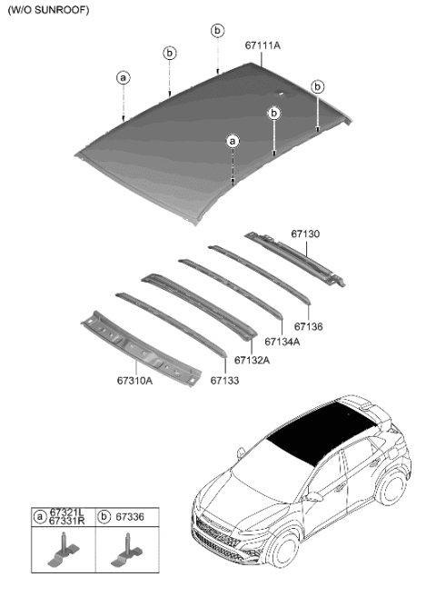 2022 Hyundai Kona N Bracket Assembly-Roof Rack Front NO.1,LH Diagram for 67321-J9000