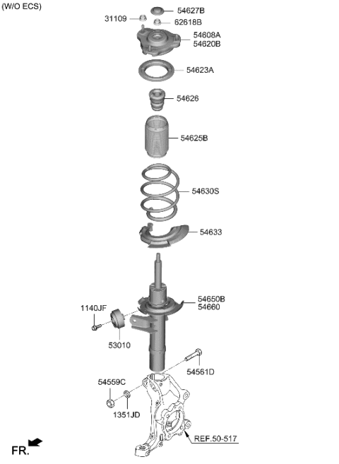 2022 Hyundai Genesis G70 Front Spring & Strut Diagram 1