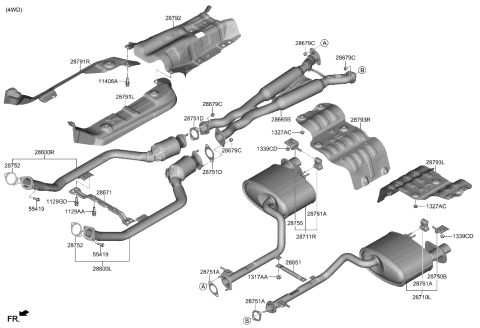 2022 Hyundai Genesis G70 Muffler & Exhaust Pipe Diagram 3