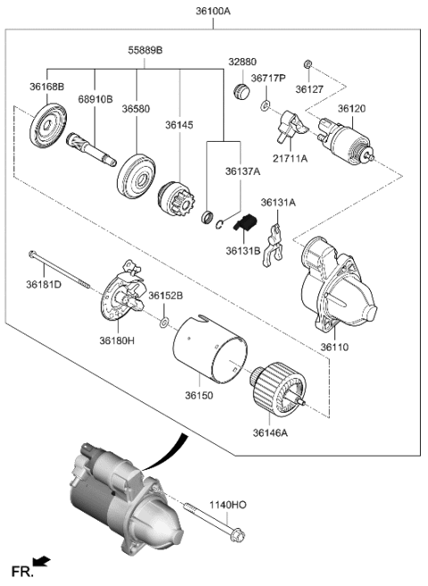 2022 Hyundai Genesis G70 Hexagon Nut Diagram for 36127-26810