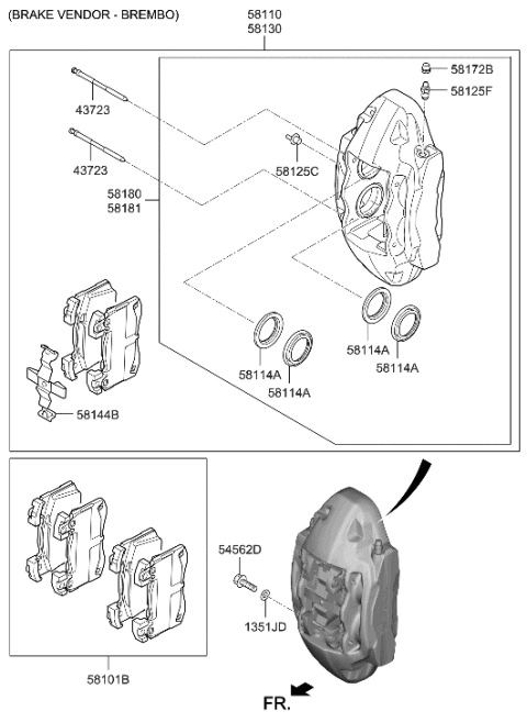 2023 Hyundai Genesis G70 Front Wheel Brake Diagram 2