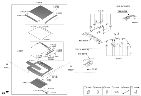 2023 Hyundai Genesis G70 Sunroof Diagram