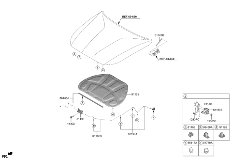 2022 Hyundai Genesis G70 Hood Trim Diagram