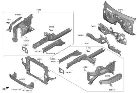 2023 Hyundai Genesis GV80 Fender Apron & Radiator Support Panel Diagram