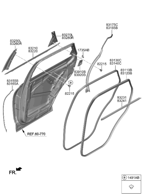 2021 Hyundai Genesis GV80 Rear Door Moulding Diagram