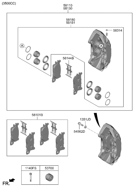 2021 Hyundai Genesis GV80 Front Wheel Brake Diagram 2