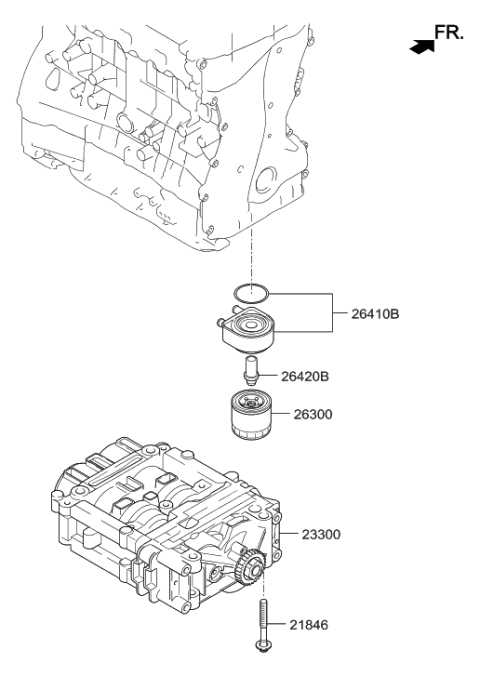 2012 Hyundai Santa Fe Engine Oil Filter Assembly Diagram for 26310-3CAA0
