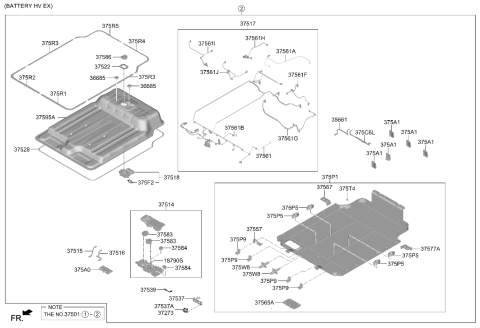 2019 Hyundai Kona Electric Battery System Assembly Diagram for 37501-K4051