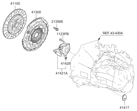 2015 Hyundai Veloster Set-Double Clutch Diagram for 41200-2A001
