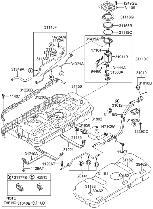 31110-4D500 - Genuine Hyundai FUEL PUMP & SENDER MODULE ASSEMBLY