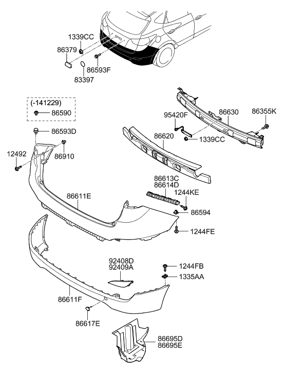 86690-2S000 - Genuine Hyundai COVER-REAR BUMPER LOWER