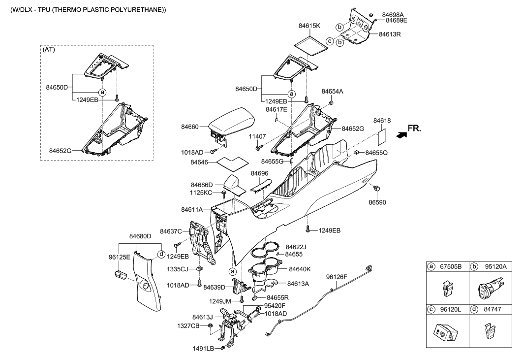 84650 J0100 4X Genuine Hyundai COVER ASSEMBLY CONSOLE UPPER