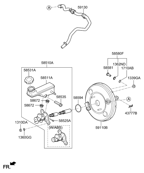 58510-H9210 - Genuine Hyundai CYLINDER ASSEMBLY-BRAKE MASTER