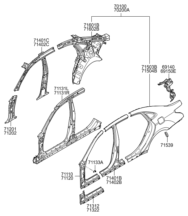 Nc Genuine Hyundai Panel Assembly Quarter Outer Rh