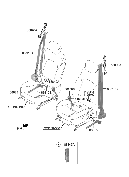 88850S2000 Genuine Hyundai SEAT BELT PRETENSIONER,LH