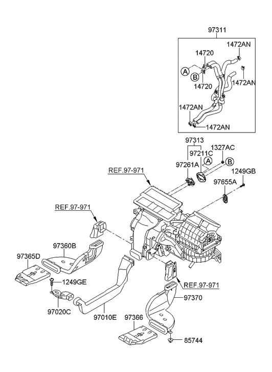 2008 Hyundai Veracruz Heater SystemDuct & Hose