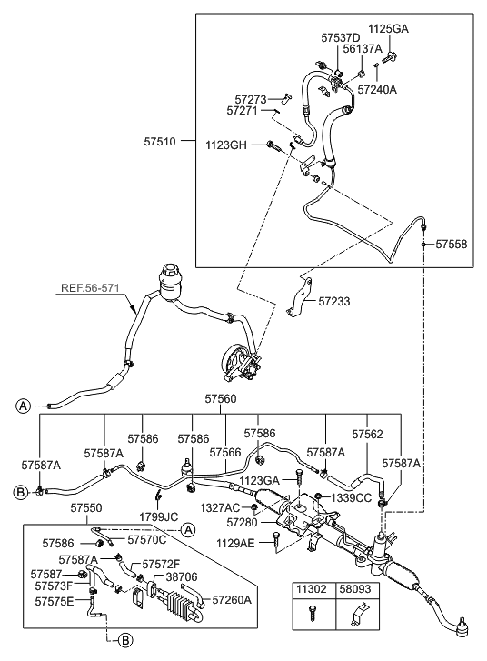 57566-3J000 - Genuine Hyundai TUBE-RETURN