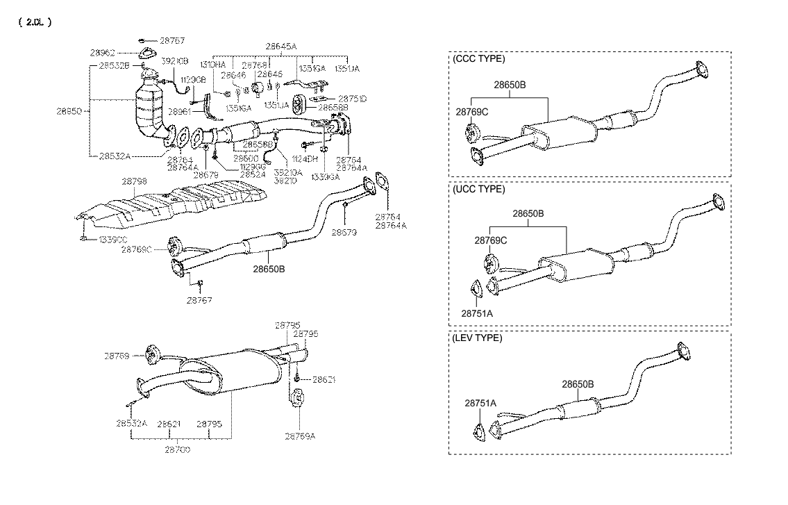 28650-27057 - Genuine Hyundai PIPE-EXHAUST,CENTER