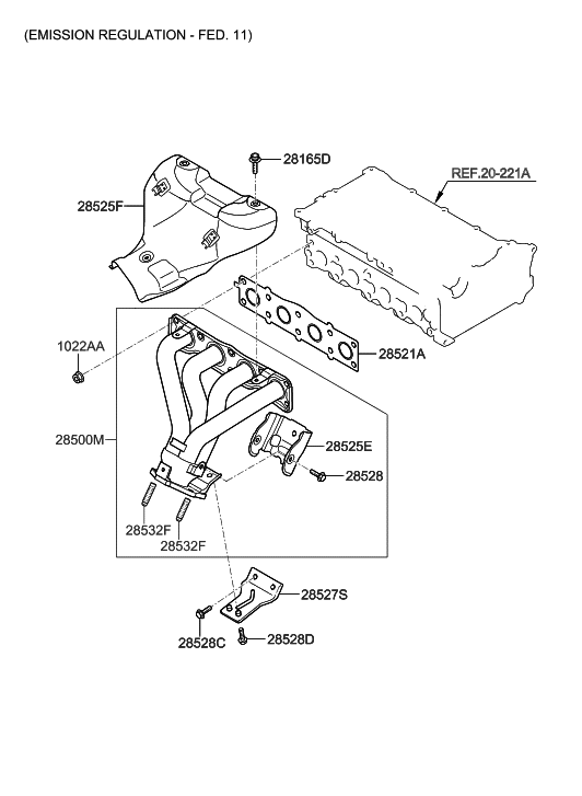 28527-2G300 - Genuine Hyundai STAY-EXHAUST MANIFOLD