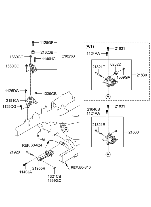 21810-2S050 - Genuine Hyundai BRACKET ASSEMBLY-ENGINE MOUNTING