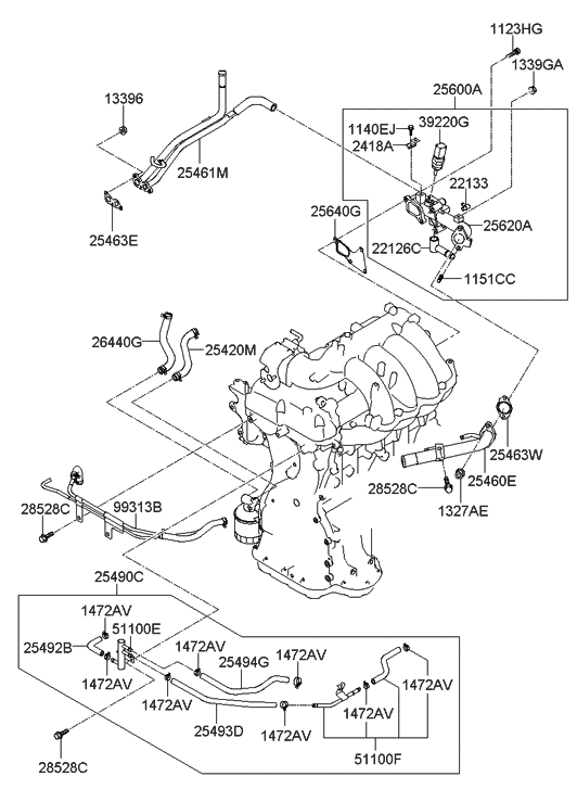 25470-2C400 - Genuine Hyundai PIPE ASSEMBLY-HEATER